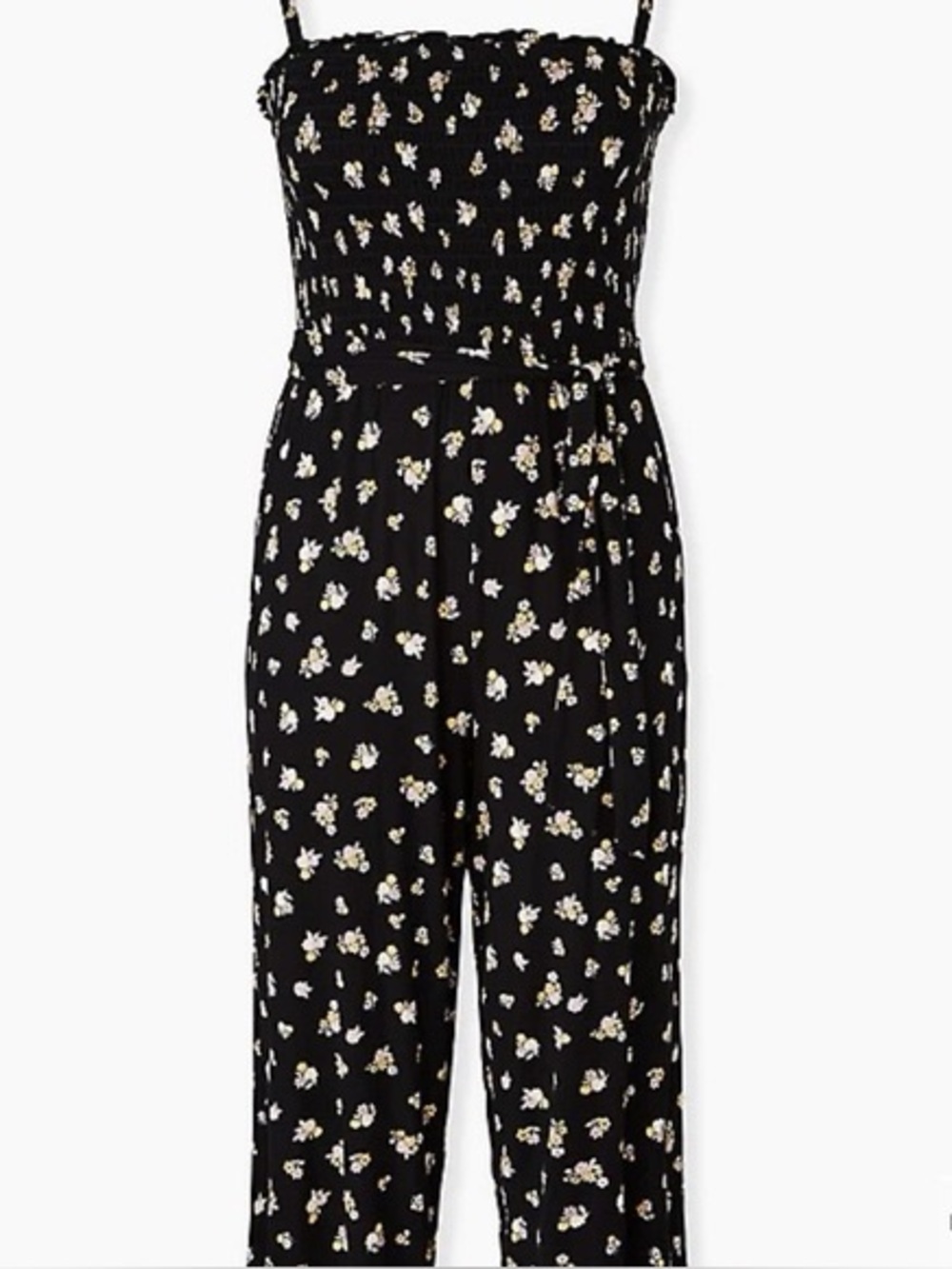 Torrid Size 1x Super Soft Black Floral Smocked Culotte Jumpsuit Romper
